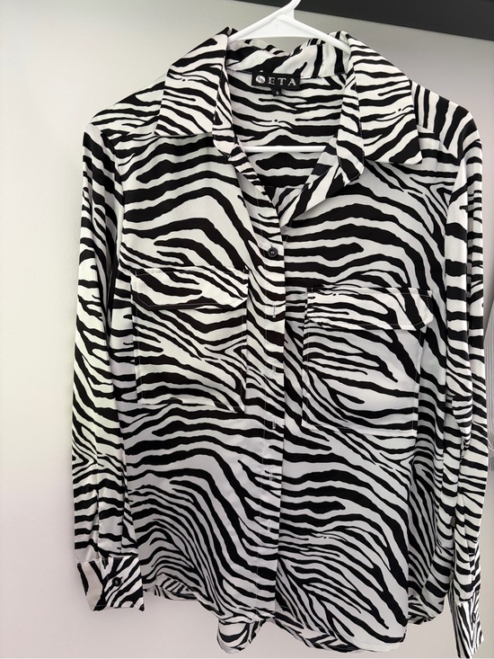 Seta Tops - New Seta Zebra Print Button-Up Blouse - Black & White